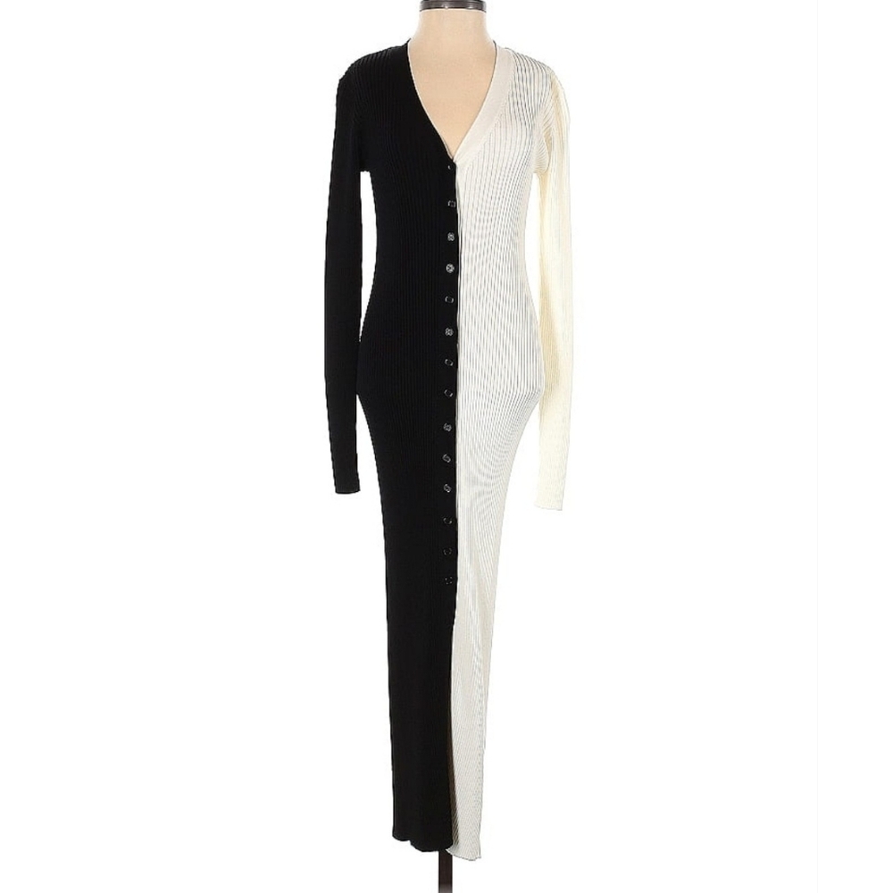 STAUD Two-Tone Black and Cream Shoko Dress